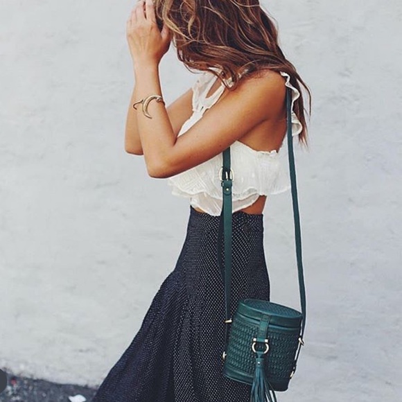 Sancia Luna Woven Fringe Crossbody Bag Forest Green - Picture 3 of 5